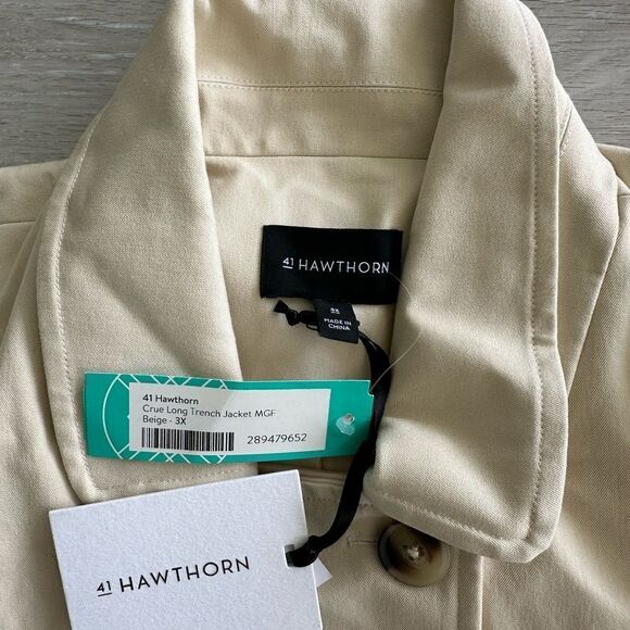 41 Hawthorn Crue Long Belted Trench Coat Beige 3X Stitch Fix NWT - Picture 7 of 7